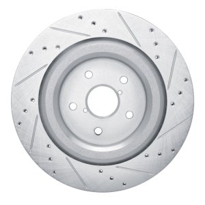 Subaru ASCENT Brake Rotor (1) - Rear Left - R1 Concepts - Drilled & Slotted - Silver - `19-`25